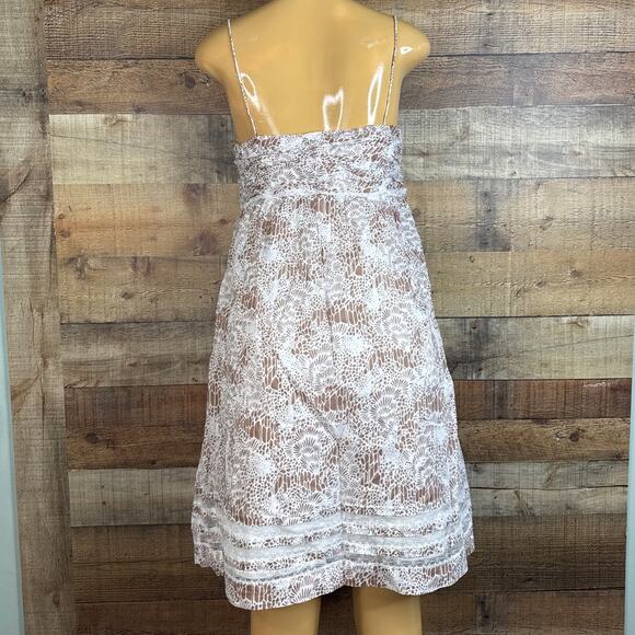 Ann Taylor LOFT Brown White Spaghetti Strap Dress Size 8 - Picture 7 of 12
